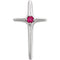 Ruby Cross Rhodium-Plated 14k White Gold Pendant (25.00X14.00 MM)