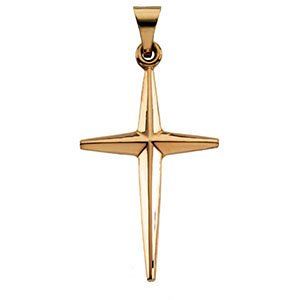 Star Cross 14k Yellow Gold Pendant (27.00X17.50 MM)