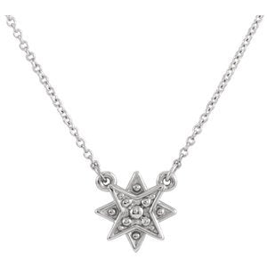 Star Necklace, Rhodium-Plated 14k White Gold, 16-18"