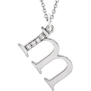 Diamond Initial 'm' Lowercase Letter Rhodium-Plate 14k White Gold Pendant Necklace, 16" (.025 Ctw GH, I1)