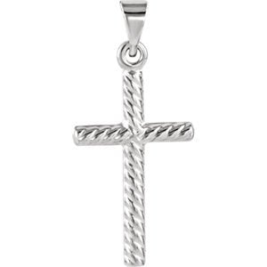 Rope Cross Rhodium-Plated 14k White Gold Pendant (17.5X11 MM)