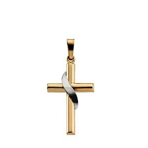 14k Gold Two-Tone Cross Pendant