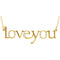 16-Stone Diamond 'Love You' 14k Yellow Gold Pendant Necklace, 18" (.08 Cttw)