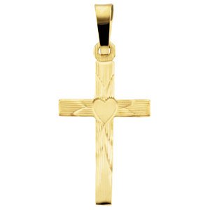 Heart Cross 14k Yellow Gold Pendant