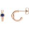 Blue Sapphire J-Hoop Earrings, 14k Rose Gold