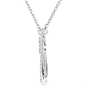 Diamond Initial Letter 'W' Rhodium-Plated 14k White Gold Pendant Necklace, 17" (GH Color, I1 Clarity, 1/6 Cttw)