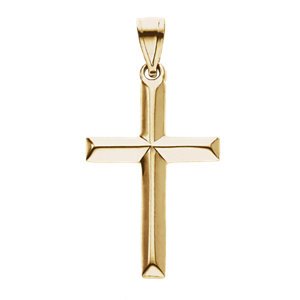 Beveled Hollow Cross 14k Yellow Gold Pendant (26X17MM)