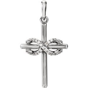 Diamond Infinity-Inspired Cross Pendant, Rhodium-Plated 14k White Gold (.06 Ctw, Color G-H, Clarity I1)