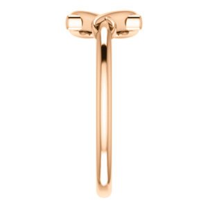 Girl's Cross with Heart 14k Rose Gold Youth Ring, Size 5.25