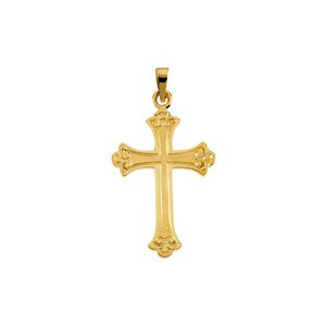 Fancy Trefoil Cross 14k Yellow Gold Pendant