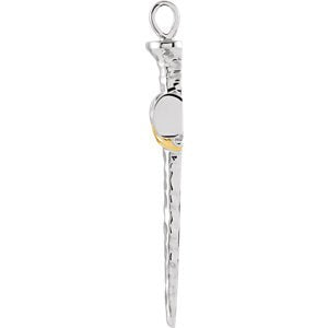 Two-Tone Nail Cross Sterling Silver and 14k Yellow Gold Pendant (59.5X35.25MM)