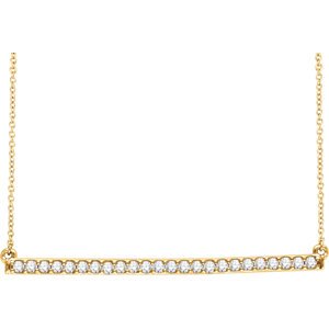 Diamond Bar Necklace in 14k Yellow Gold, 18" (1/3 Cttw )