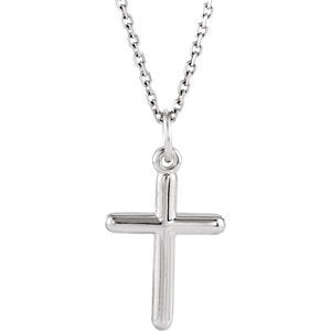 Western Cross 14k White Gold Pendant Necklace, 18" (13X9MM)