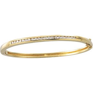 Diamond Bangle Bracelet, 14k Yellow Gold, 6.5" (.63 Cttw, GH Color , I1 Clarity )
