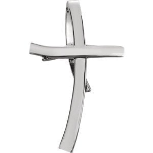 Curved Slide Cross Sterling Silver Pendant (36.75X22.25 MM)