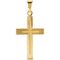 Line Pattern Inlay Cross 14k Yellow Gold Pendant (28X18MM)