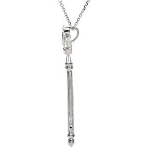 The Men's Jewelry Store (for HER) Diamond Crown Key Sterling Silver Pendant Necklace, 18" (1/8 Cttw)