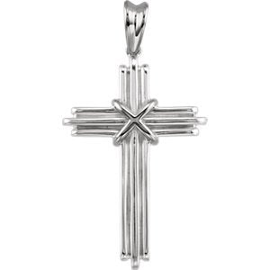 Rope Cross Rhodium-Plated 14k White Gold Pendant (36.75X24.5 MM)