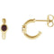 Mozambique Garnet J-Hoop Earrings, 14k Yellow Gold