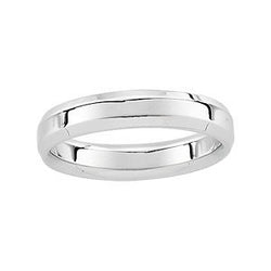 4mm 14k White Gold Comfort Fit Beveled Edge Band, Size 5.25