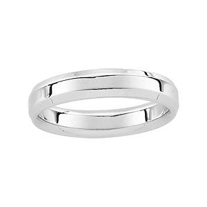 4mm 14k White Gold Comfort Fit Beveled Edge Band, Size 5.25