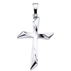 Small Curvy Cross 14k White Gold Pendant