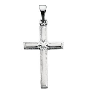 Boy's and Girl's Platinum Embossed Cross Pendant