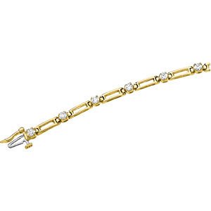 Diamond Line Bracelet, 14k Yellow Gold, 7" (.38 Cttw, GH Color , I1 Clarity )
