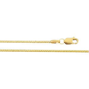 1mm 14k Yellow Gold Diamond-Cut Snake Chain Bracelet, 7"
