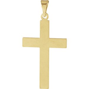 Inlay Cross 14k Yellow Gold Pendant (25X14MM)