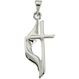 Small Platinum Methodist Cross Pendant (19MM)