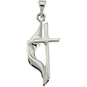 Small Methodist Cross Sterling Silver Pendant (19MM)