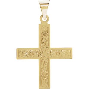 Greek Cross with Ornate Design 14k Yellow Gold Pendant