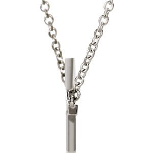 Sideways Cross Sterling Silver Necklace, 16-18" (17.00X9.00 MM)