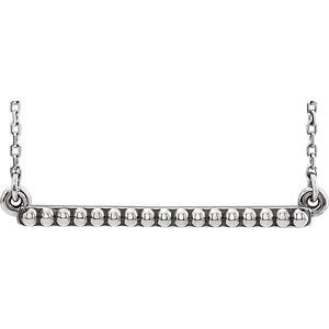 Petite Bead Trim Bar Necklace, Sterling Silver, 16-18"