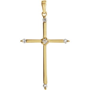 Diamond Petite Cross 14k Yellow Gold Pendant (.1 Ctw, G-H Color, SI1 Clarity)