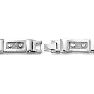 Men's Stainless Steel Link Bracelet with Screws and Carbon Fiber