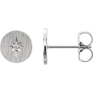 Diamond Starburst Earrings, Sterling Silver(.02 Ctw, Color G-H, Clarity I1)