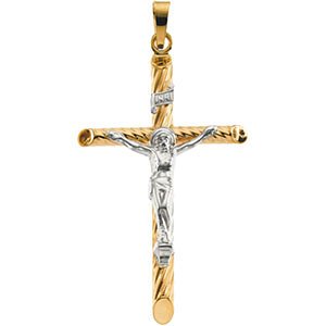 14k Yellow Gold, 14k White Crucifix Pendant