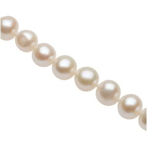Freshwater Cultured White Pearl Strand Bracelet, 8 MM - 9 MM, Sterling Silver 7.75 Inches
