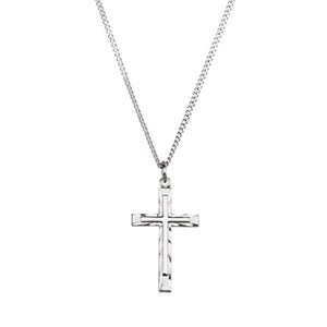 Embossed Cross in a Latin Cross Sterling Silver Necklace, 18"