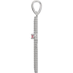 Platinum Pink Tourmaline Rope-Trim Cross Pendant (31.95x16.3MM)
