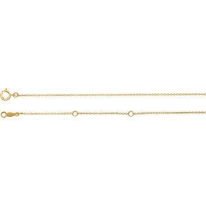 18k Yellow Gold 1mm Solid Cable Chain Necklace, 16"