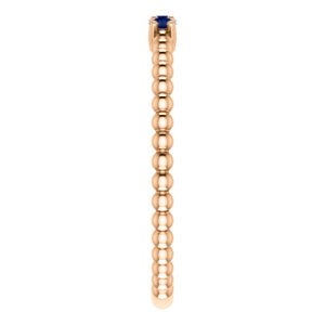 Blue Sapphire Beaded Ring, 14k Rose Gold, Size 7.75