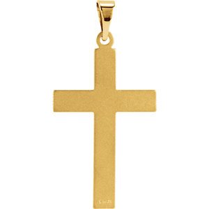 Inlay Protestant Cross 14k Yellow Gold Pendant (18X12MM)