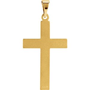 Inlay Protestant Cross 14k Yellow Gold Pendant (22X14MM)