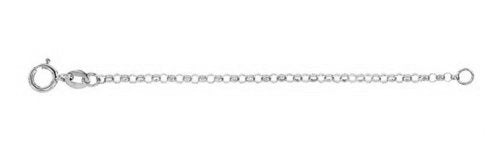 1.5mm 14k White Gold Hollow Belcher Rolo Chain Necklace Extender and Safety Chain, 2.25"