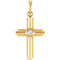 Diamond Zia Cross 14k Yellow Gold Pendant (.06 Ct, G-H Color, I1 Clarity)