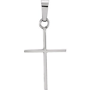 Simple Cross 14k White Gold Pendant