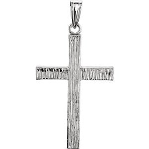 Rugged Cross Brushed Rhodium-Plated 14k White Gold Pendant (30X20MM)